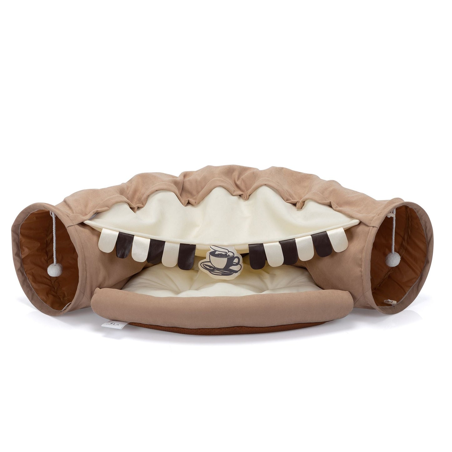 Collapsible Cat Tunnel Bed; Hide Tunnel for Indoor Cats with Hanging Toys and Cushion Mat; XH