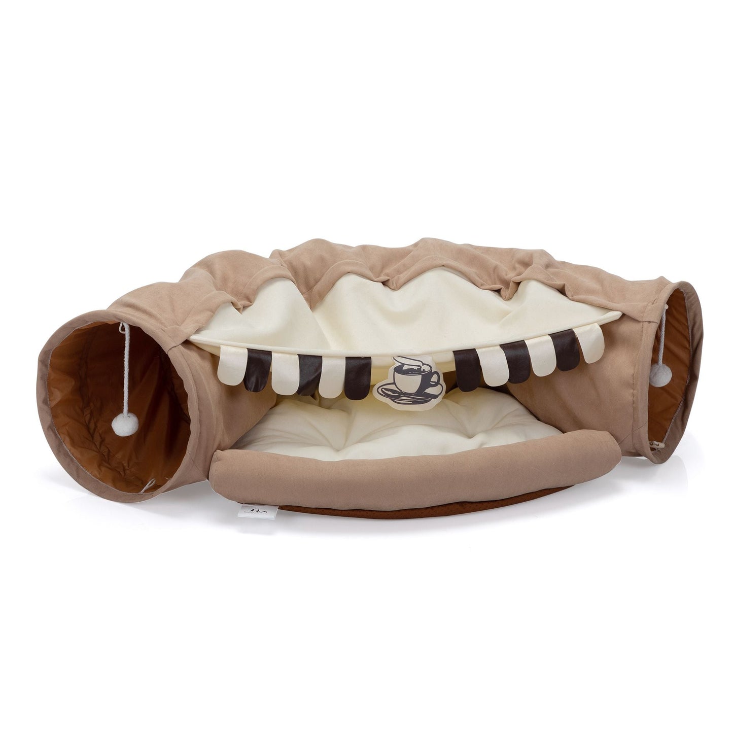 Collapsible Cat Tunnel Bed; Hide Tunnel for Indoor Cats with Hanging Toys and Cushion Mat; XH