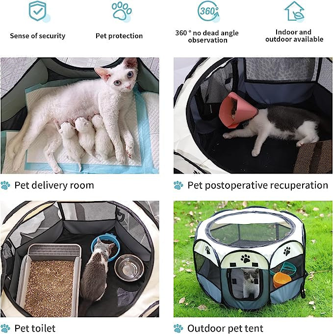 Large 44.9x 44.9x 22.8 Portable Foldable Pet Playpen Kennel House Playground for Puppy Cat Kittens Bunny Chicks Indoor Outdoor Travel Camping