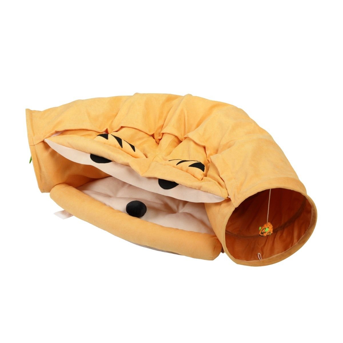 Collapsible Cat Tunnel Bed; Hide Tunnel for Indoor Cats with Hanging Toys and Cushion Mat; XH