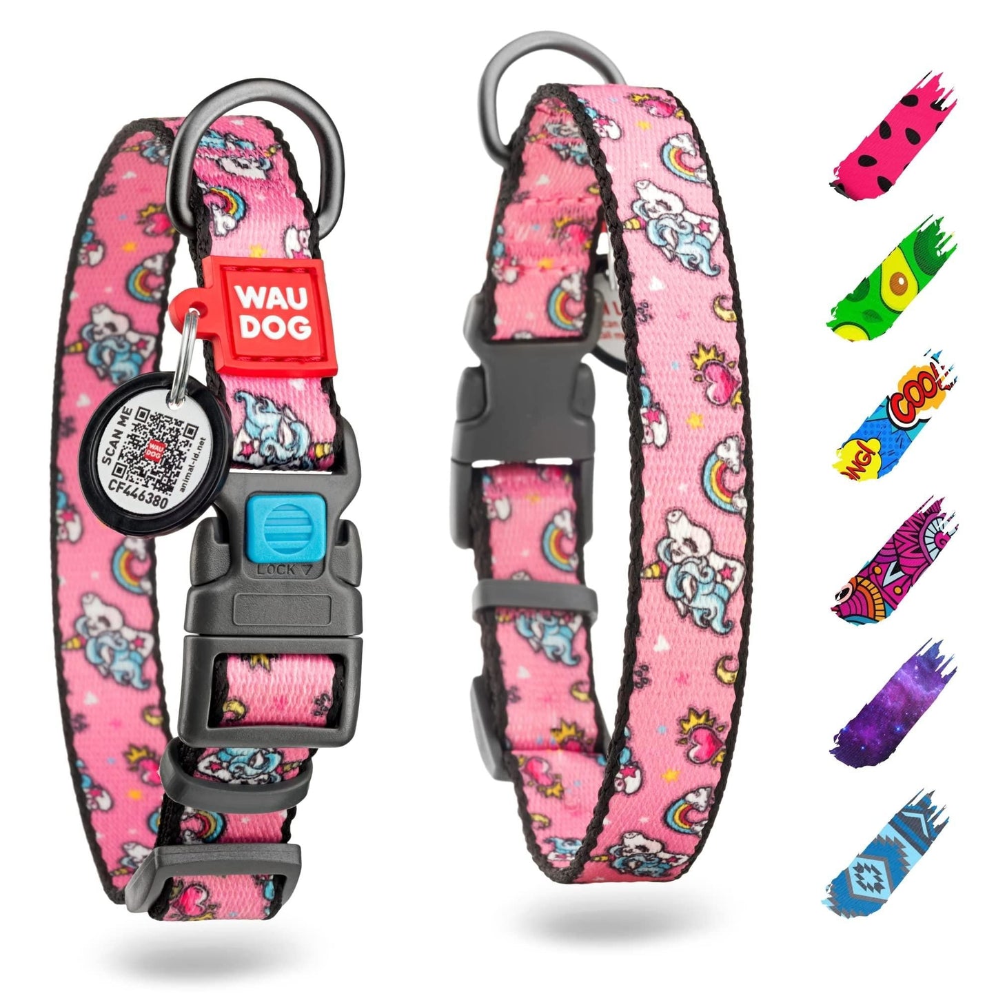 Nylon Dog Collar Adjustable for Large Dogs Small Medium Dogs for Boy Girl Dog Collars with Durable Plastic Buckle 9-14 inch Neck x 3/5 inch Wide Unicorn Pattern